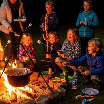 Bålhygge for børn i Engbo-Hytten